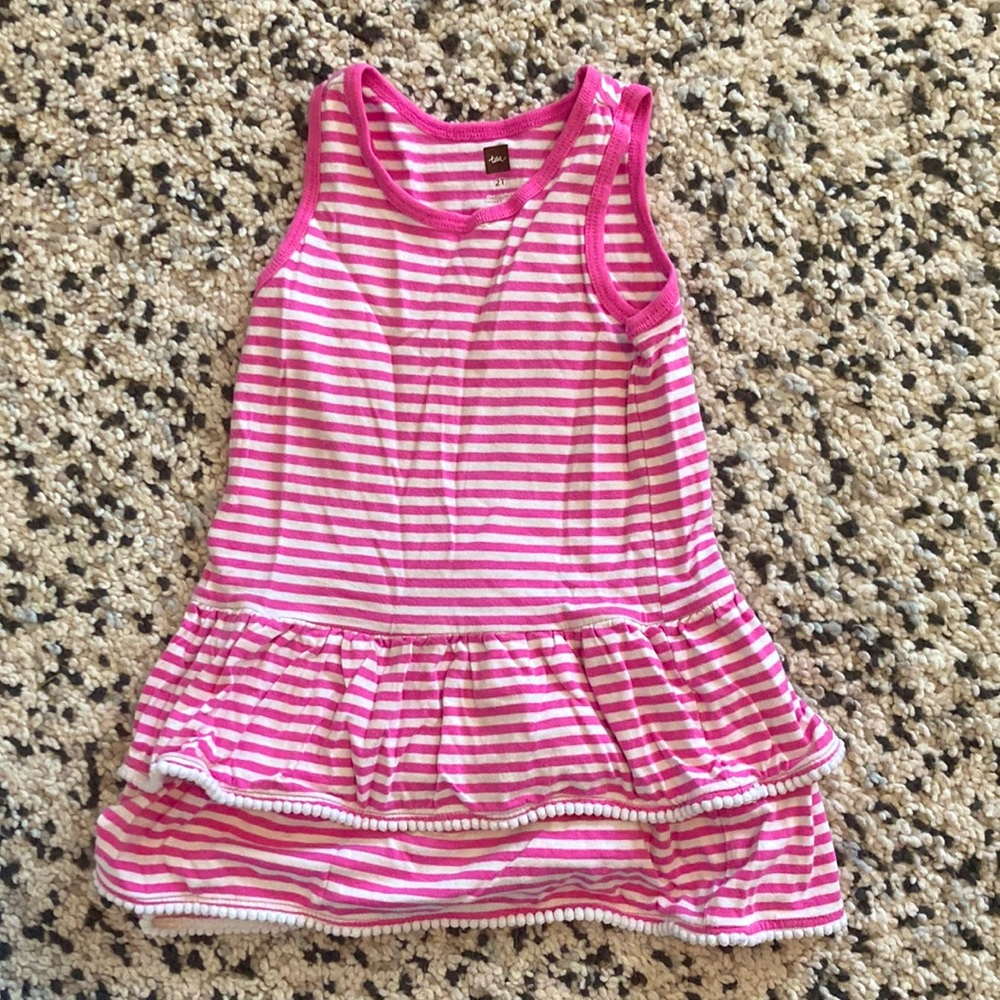 Tea Collection Pink & White Striped Dress Size 2T